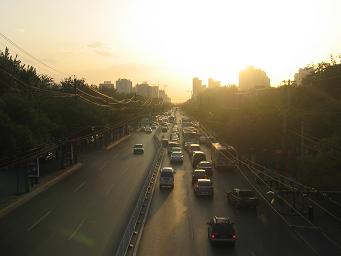 Zonsondergang in Beijing